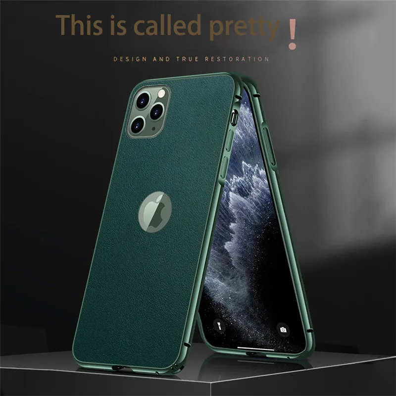 Чехол из коровьей кожи с металлической рамкой для iPhone11 pro max iphone 7 8 plus x xr xs
