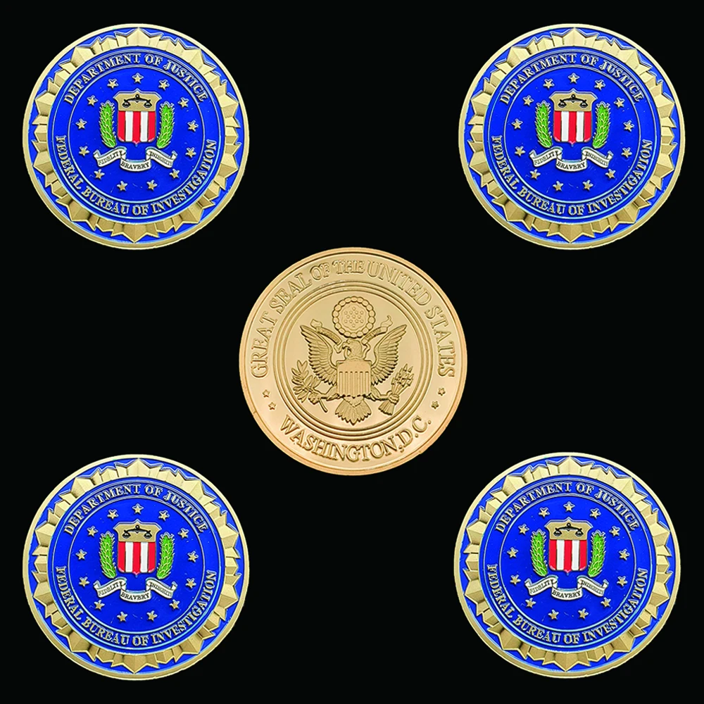 

5PCS United States Department of Justice DOJ Commemorative Gold Coins Collectibles For Home Gifts