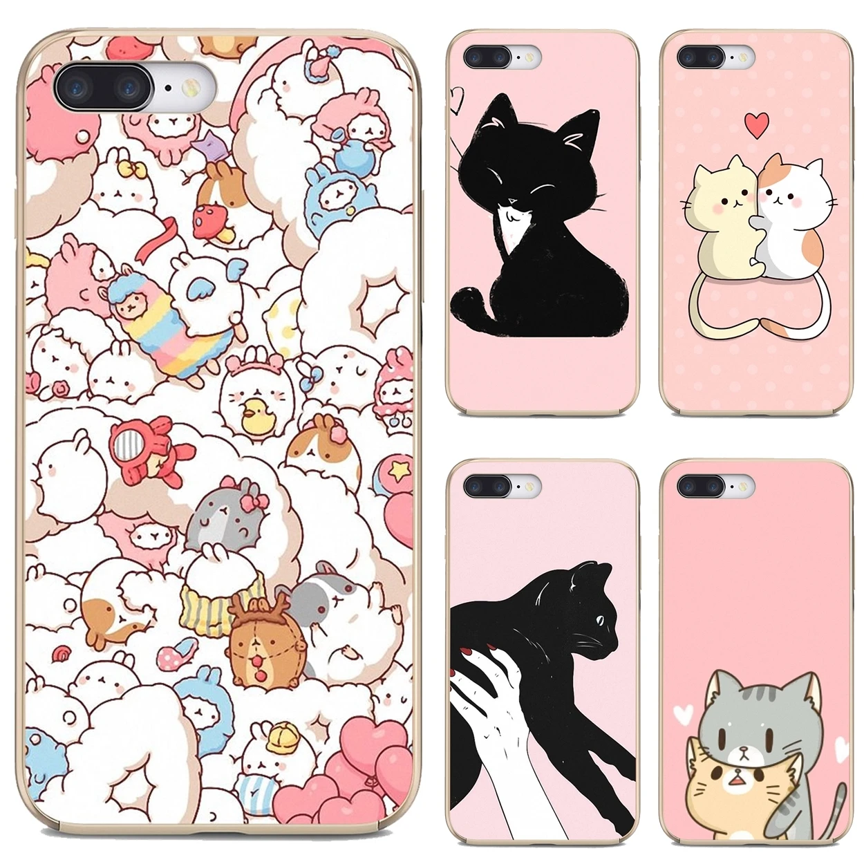 

For iPod Touch iPhone 10 11 12 Pro 4S 5S SE 5C 6 6S 7 8 X XR XS Plus Max 2020 Kawaii-Molang-Cartoon-Anime-dog-cat Soft Covers