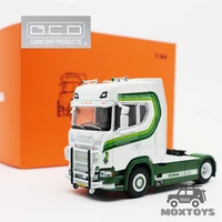 gcd 164 scania s 730 container tractor truck lhd white green stripe diecast model car