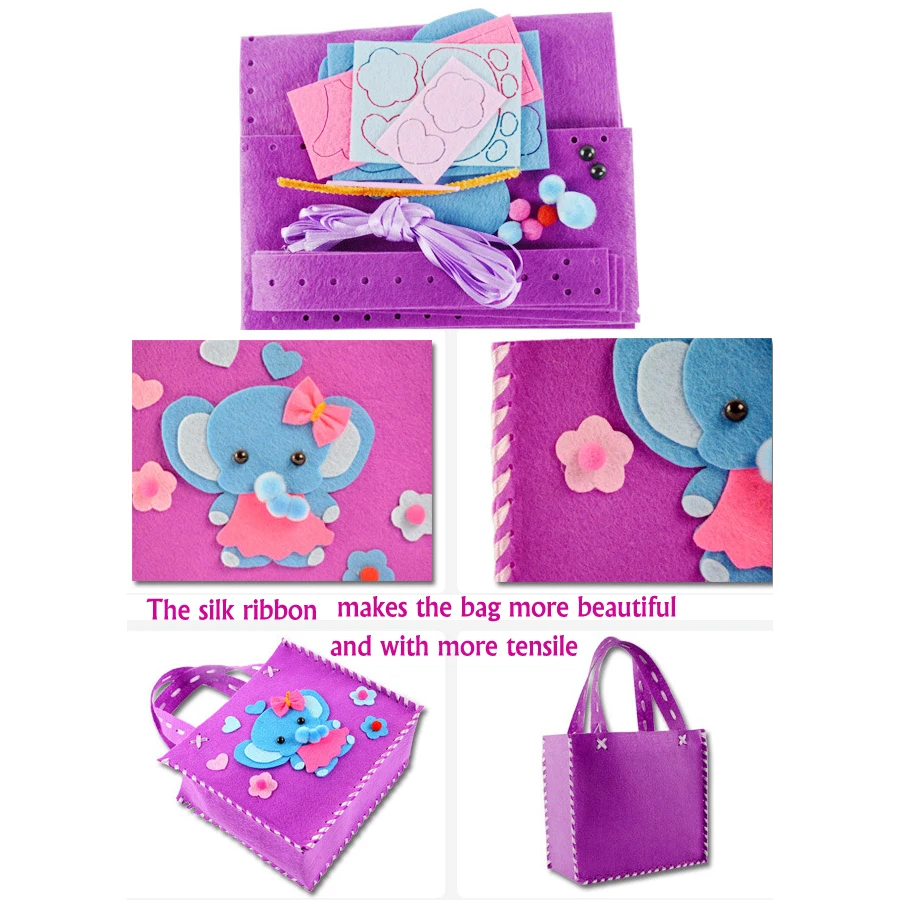

Funny Handmade Handbags DIY Non-woven Fabric Cloth Sewing Project Pattern Bags Kit kids Art & Crafts Educational Toys for Kids