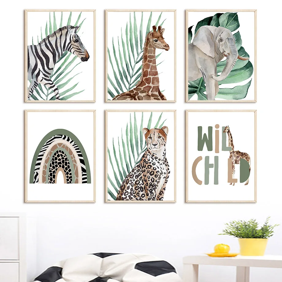 

Monstera Giraffe Zebra Lion Elephant Wild Quote Wall Art Canvas Painting Nordic Posters And Prints Wall Pictures Kids Room Decor