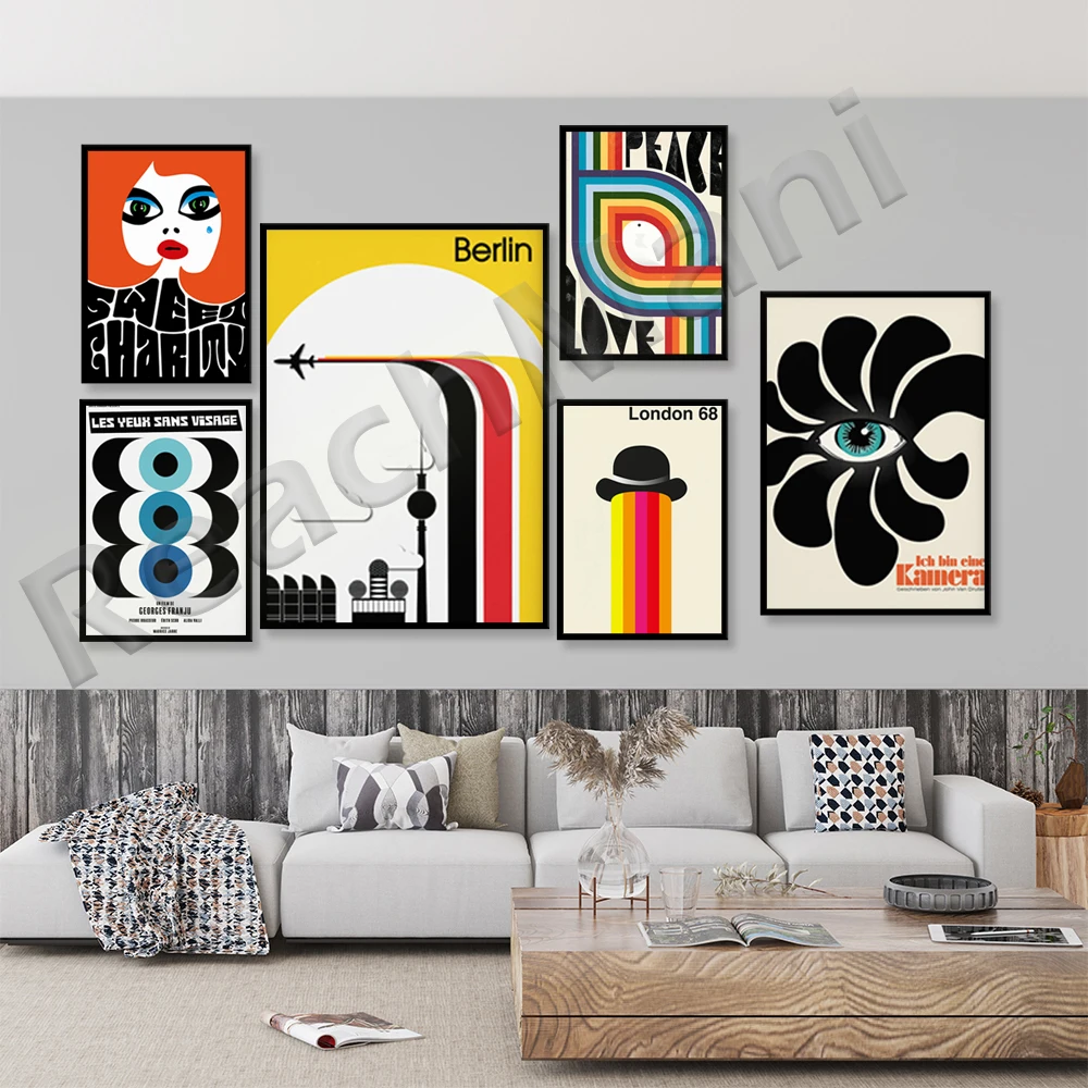 

Peace & Love - Retro Rainbow Graphic Design Poster