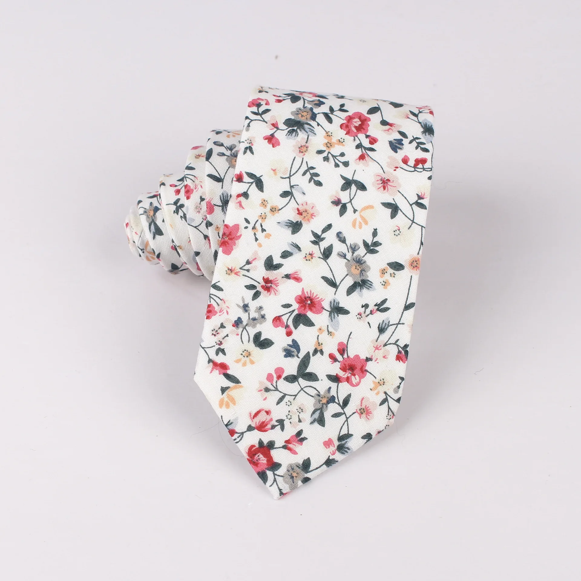 

2020 6.5cm Cotton Floral Print Ties for Men Classic Skinny Adult Neck Tie Cravate Narrow Thick Suits Neck Ties Custom Logo