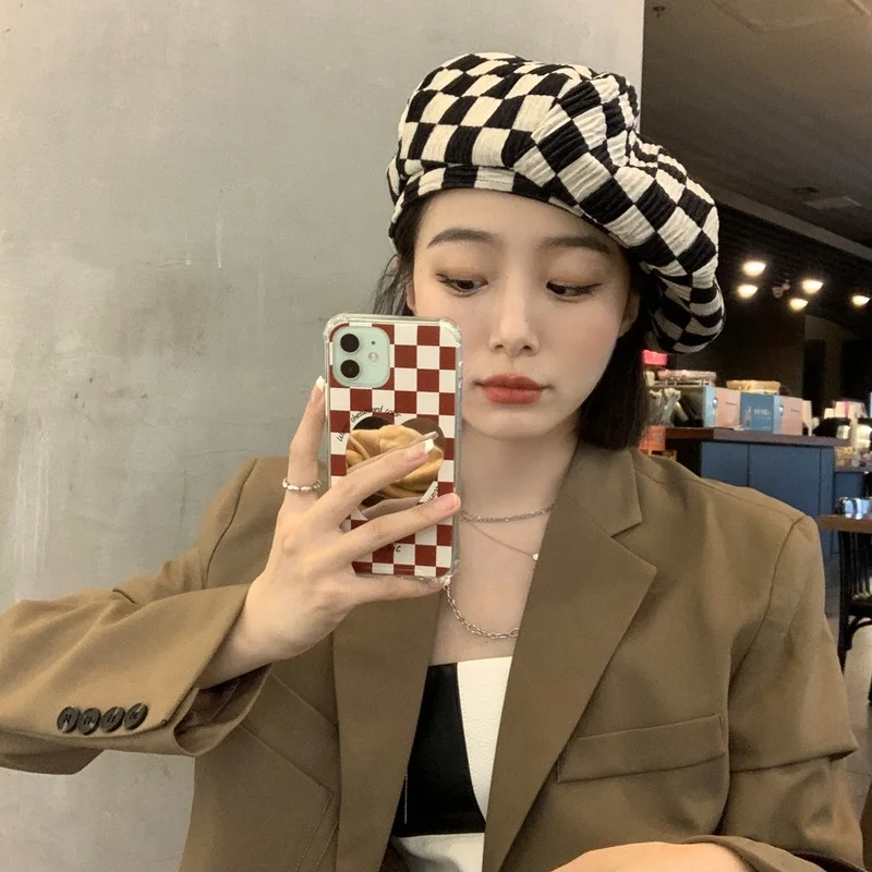 

Women Beret Clouds knitted berets caps for women hats Woolen boinas winter Hats plaid bonnets for women Ladies hats Newsboy Hats