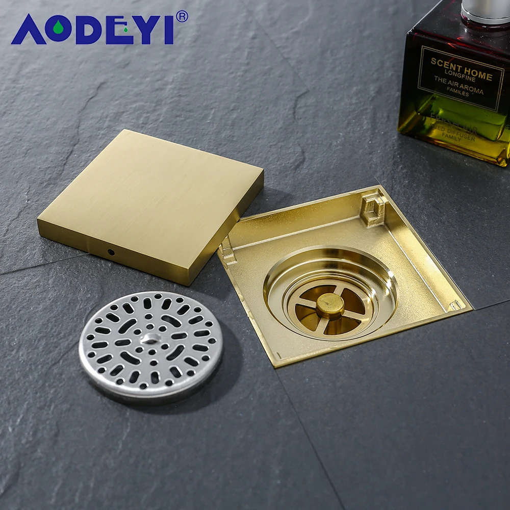 Латунная плитка вставка квадратный пол отходы решетки Ванная комната Душ слив