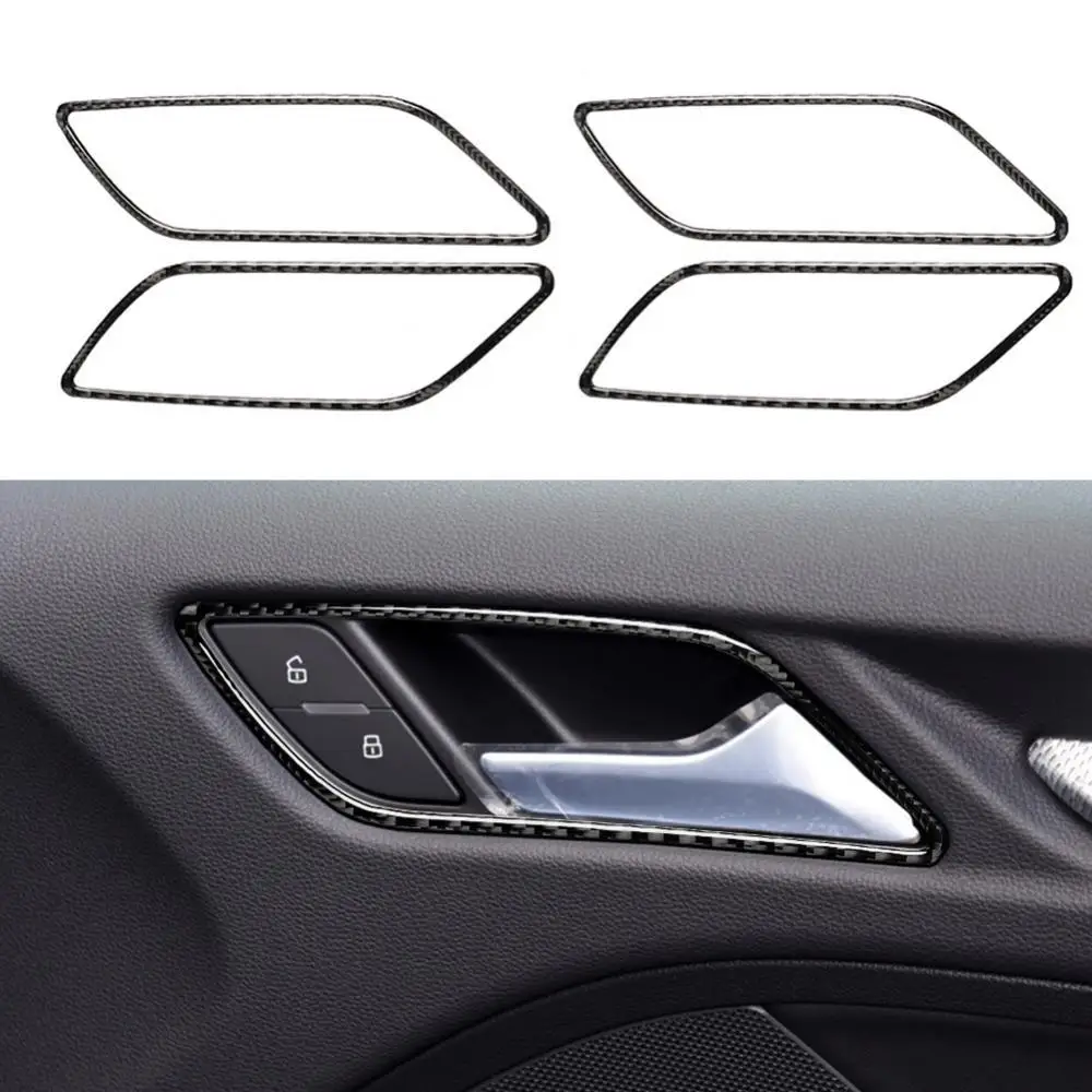 

4 шт. наклейки на внутреннюю дверь автомобиля из углеродного волокна, декор для Audi A3 8V 2014-2019, автомобильные аксессуары