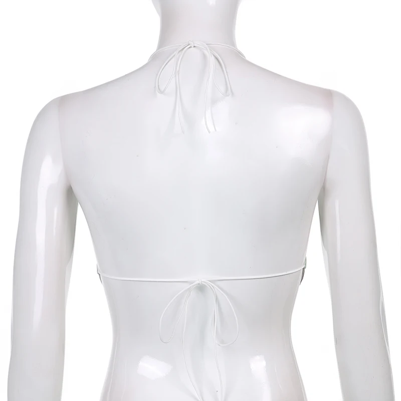 

Rockmore Tie Dye Printed Halter Crop Top for Women y2k Summer Backless Bandage Corset Sexy Beach Club Camis Streetwear Fashion