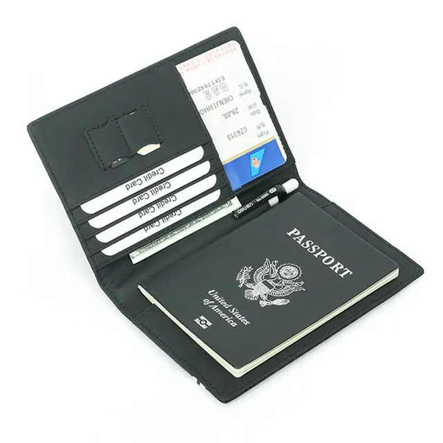 Carbon Fiber Microfiber RFID Passport Cover Leather 3