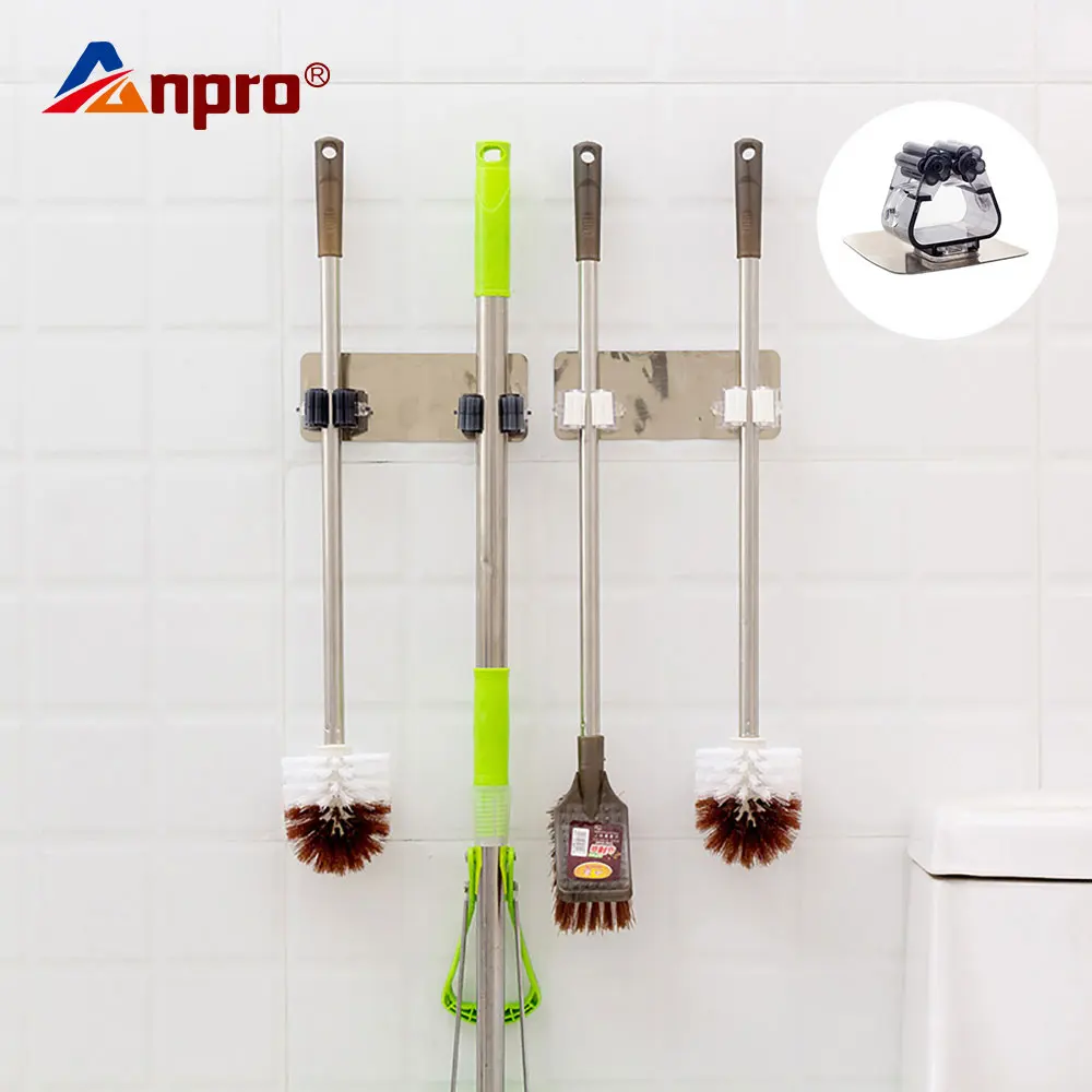 Настенный органайзер для швабры Anpro держатель щетки метлы вешалка хранения