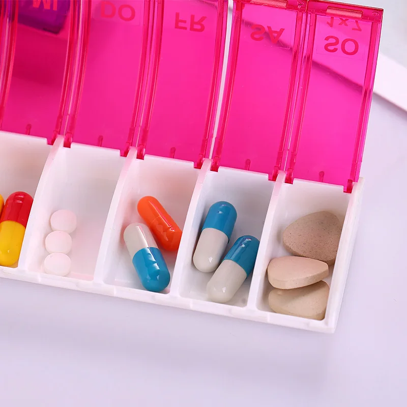 

7 Days Weekly Pill Organizer Tablet Pill Storage Box Plastic Medicine Box Splitters AC889