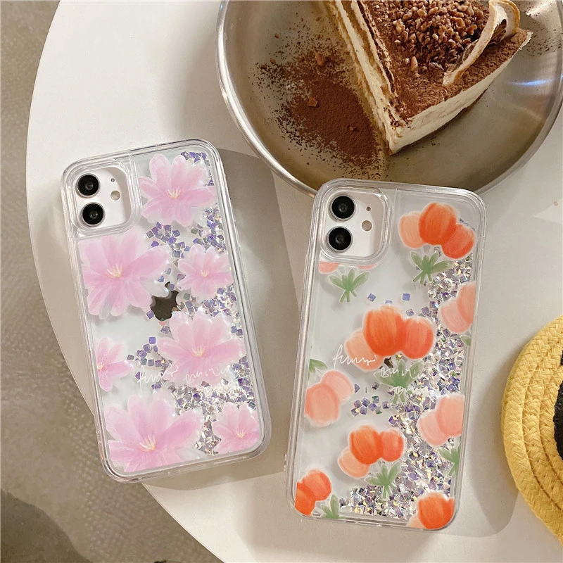 

Bling Diamond flowers Phone case For iphone 12 11 pro max 12 mini XS MAX X XR 7 8 6S 6 Plus SE20 beautiful Quicksand cover Case