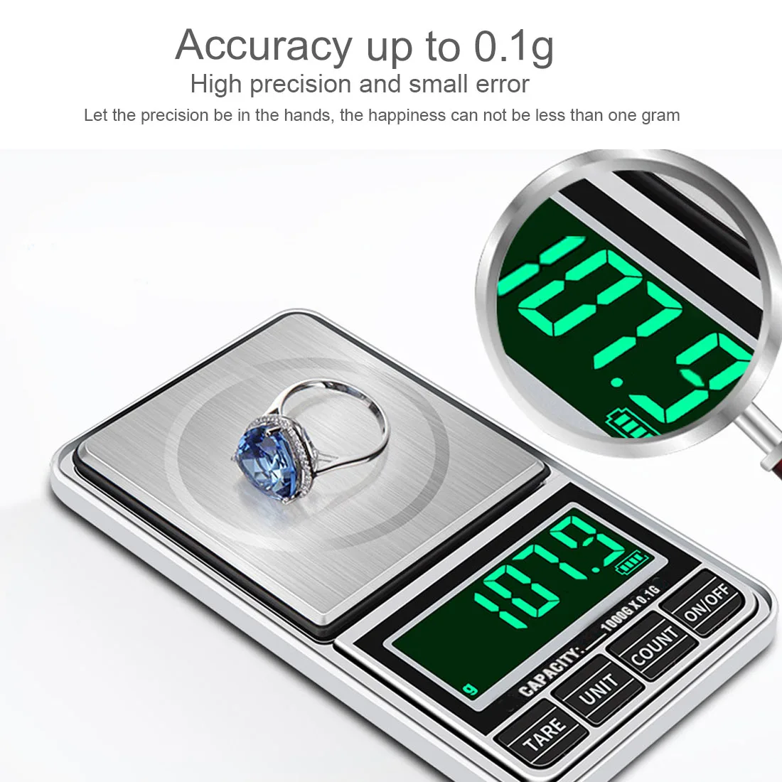 

Scale for Kitchen Electronics Pocket Digital Balance for Gold Diamond Sterling Jewelry Weight Gram Scales Precision 0.01g /0.1g