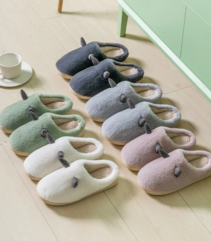

Winter Slippers Women Cute Warm Home Slippers Men/Women House Floor Slippers Indoor Slides Fat Fur woman Shoes Child Sliders
