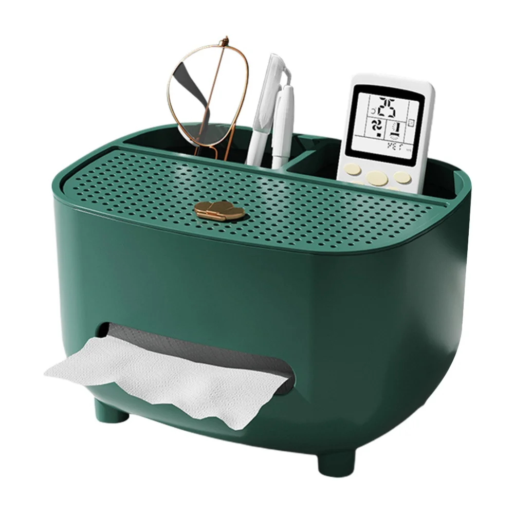 

Desktop Tissue Boxes Cosmetic Remote Control Storage Box Light Luxury 2 in 1 Paper Towel Box Office Multifunctional Organization