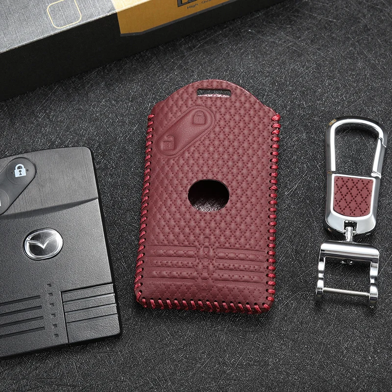 car Key case Cover 2 button for Mazda 3 5 6 8 M8 CX-7 CX-9 Smart key chain ring holder genuine leather | Автомобили и мотоциклы
