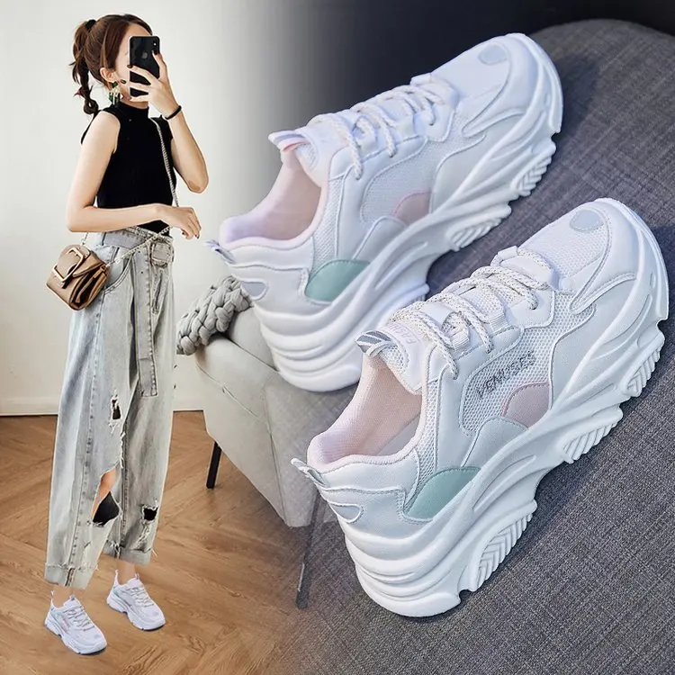 

Женская обувь, красная сетчатая обувь, новинка, обувь на толстой подошве, спортивная обувь super fire, Женская Вулканизированная обувь для весны ...