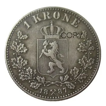 Норвегия 1 крона набор из 1877-1904 7 шт посеребренных копировальных монет | Дом и сад