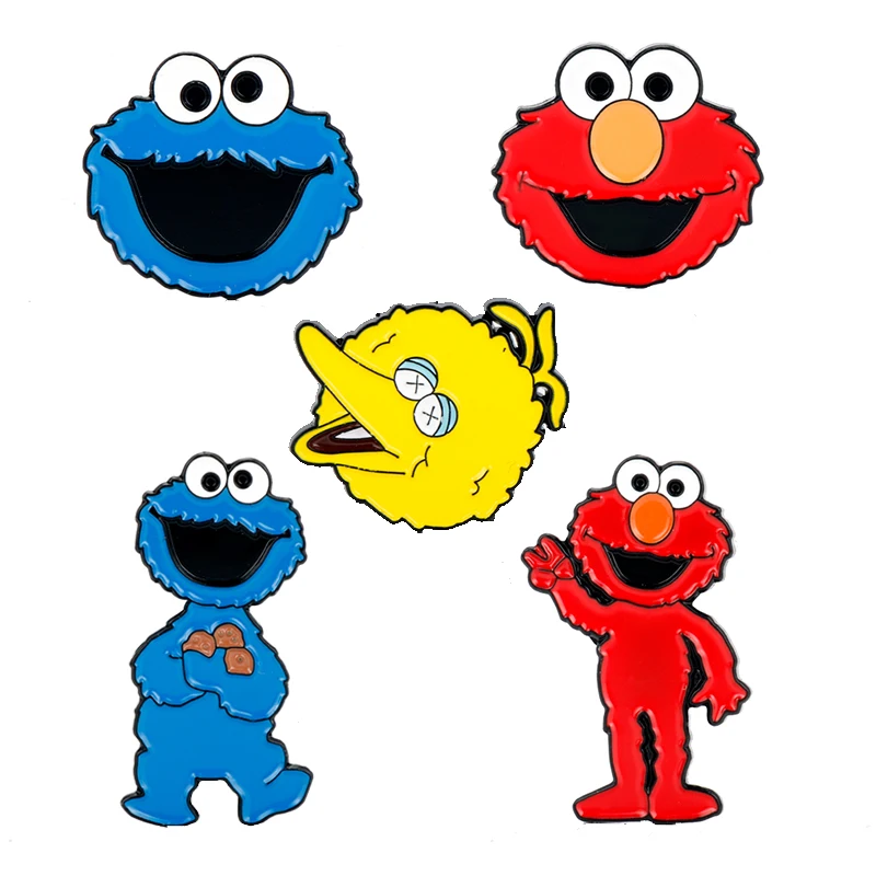 Милые эмалированные броши в виде мультяшной Улица Сезам аниме значки для одежды