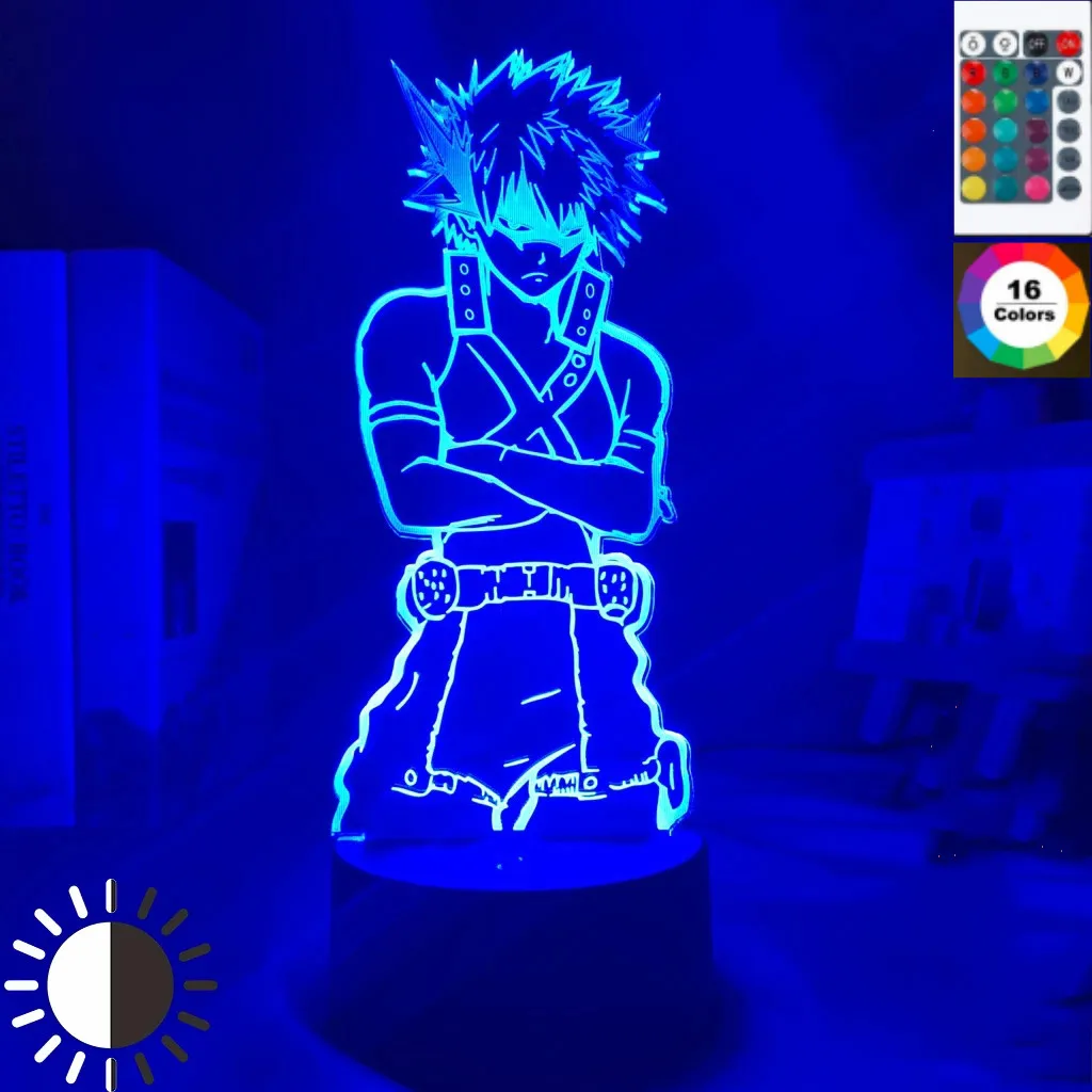

Figurine My Hero Academia Katsuki Bakugo Figure for Kids Bedroom Decor Nightlight Color Changing Desk 3d Lamp Gift Night Light