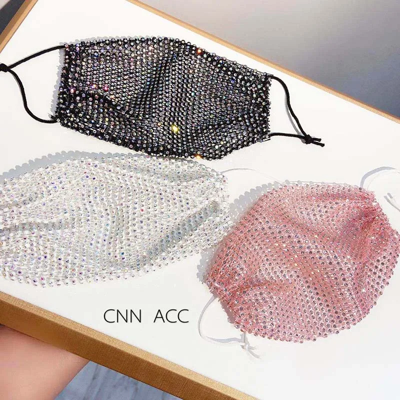 Роскошные ювелирные изделия Bling Стразы Маска на Хэллоуин костюм эластичной маски