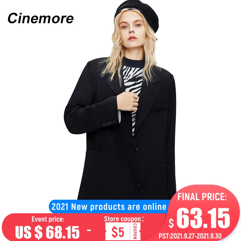 

Cinemore 2021 Autumn Winter Thicken Trench Coat Classic Double Breasted Mid Length Trench Female Fashion Women Trench 82021