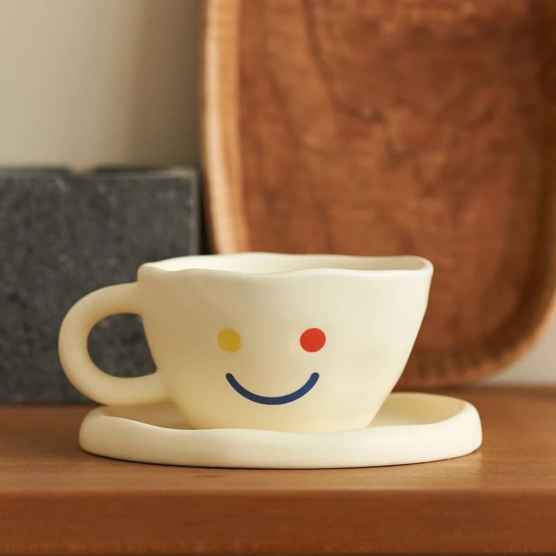 

Популярные керамические кофейные чашки для завтрака, молока, чая, красочная картонная коробка с улыбкой, матовая фоточашка 200 мл