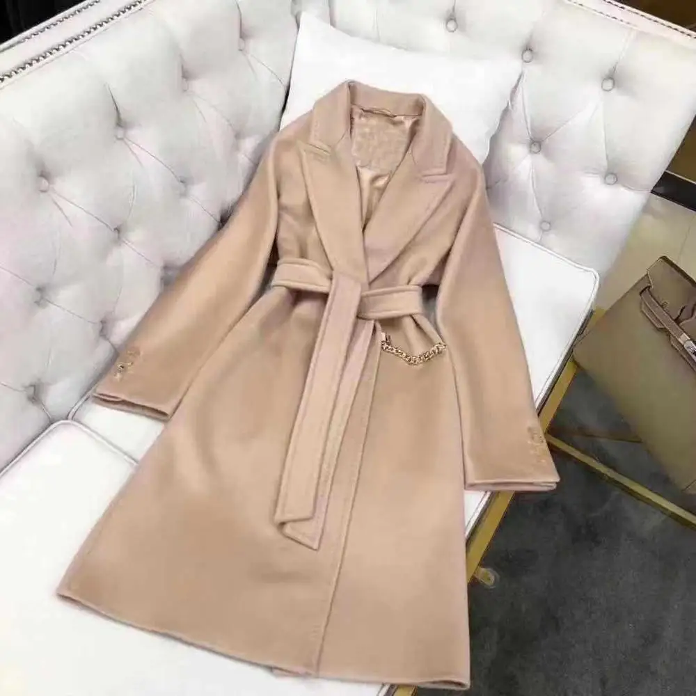 Женская кашемировая куртка с длинным рукавом 100% двухсторонняя модельная