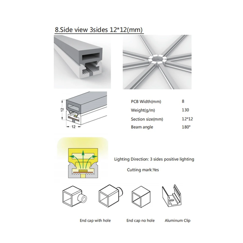 T1212-3 for 8mm PCB WS2812B светодиодный неоновый веревочный светильник IP67 из мягкого силикагеля 5 метров WS2811 гибкий ленточный светильник водонепроницаемая лампа для украшения дома - Испускаемый цвет: T1212-3 for 8mm PCB