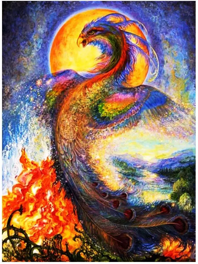 Огненный Феникс Алмазная картина полная птица мозаика вышивка животное горный