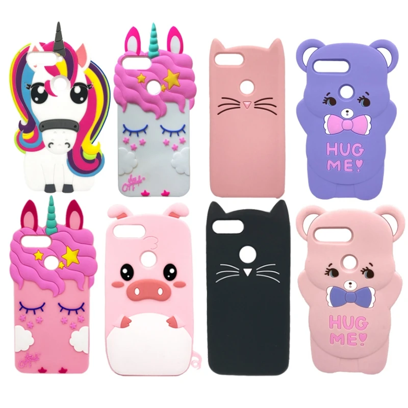 for huawei p smart 2018 case for coque huawei p smart psmart cover fundas cartoon 3d bear cat unicorn soft silicone phone case free global shipping