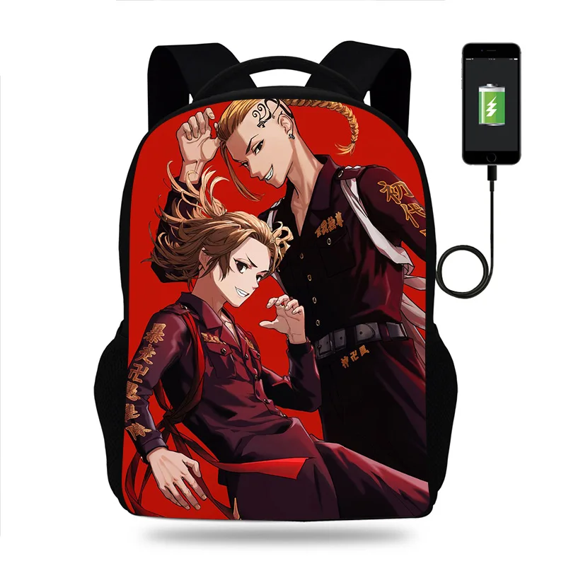 Anime Tokyo Revengers sırt çantası öğrenci okul çantası genç kitap çantaları erkek kadın sırt çantası USB seyahat sırt çantası kolej Mochila