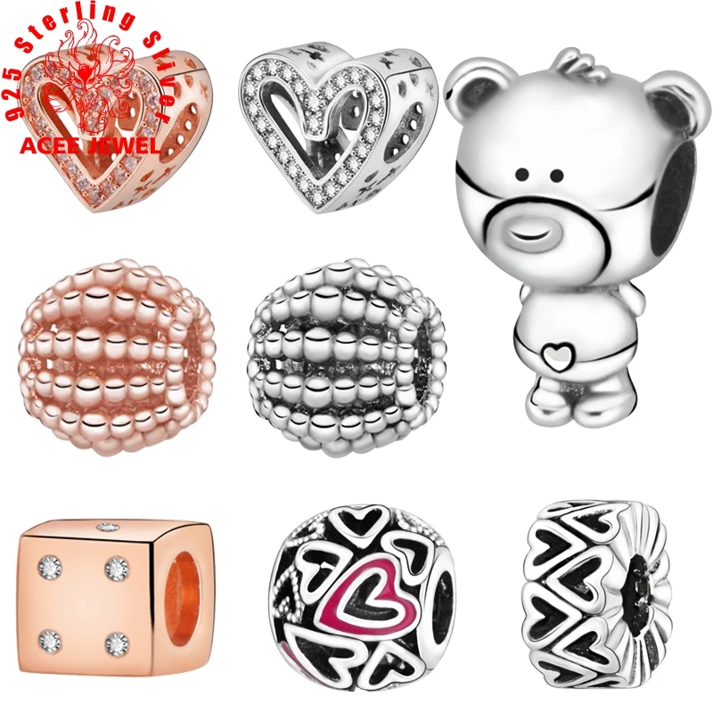 

2020 Valentine's New 925 Sterling Silver Beads Sparkling Heart Charm fit Original pandora Bracelets Women DIY Jewelry