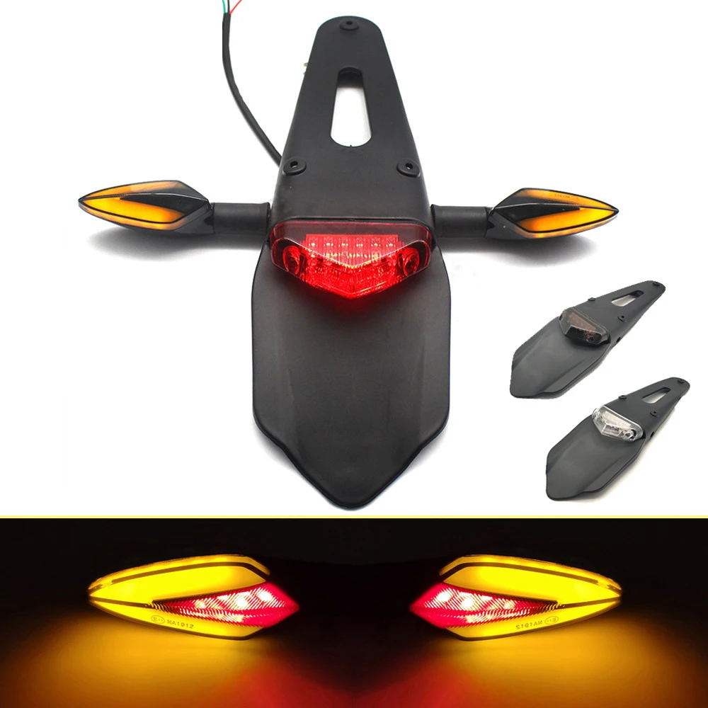 Универсальный мотоцикл светодиодные задние светильник & заднее крыло стоп Enduro