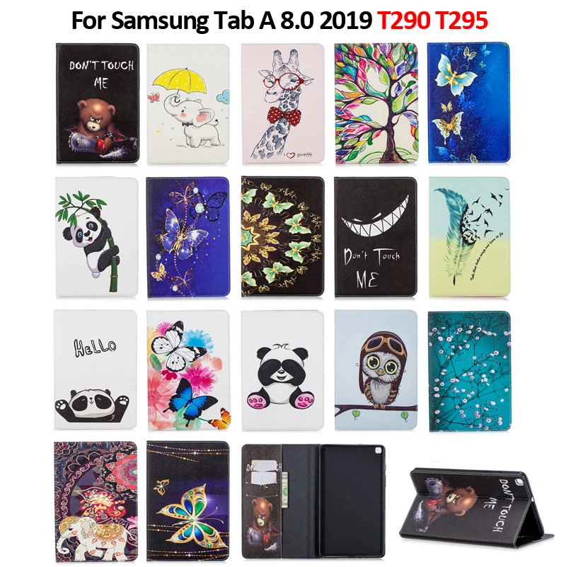 Чехол для Samsung Tab A 8 0 2019 кожаный чехол-подставка с рисунком милого медведя панды