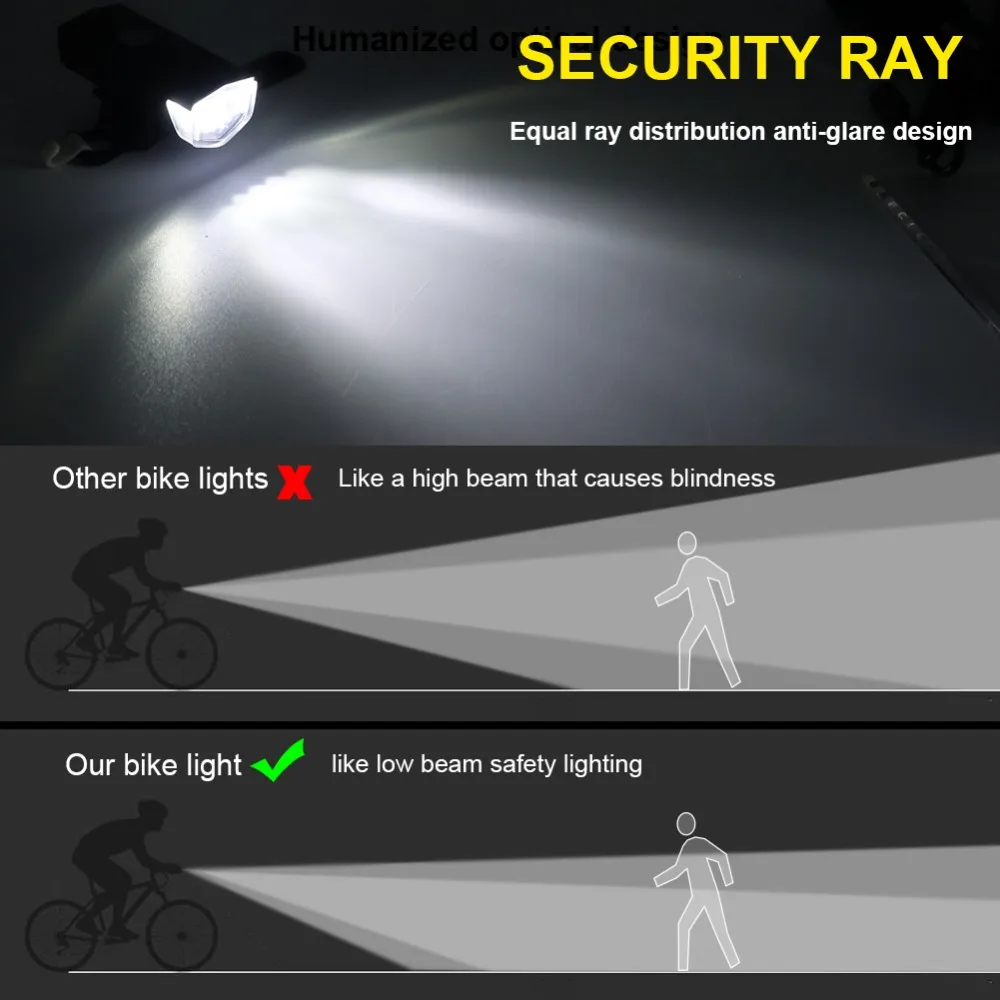 

Bike Light USB Rechargeable 300 Lumen 3 Modes Headlight Bike 6000K Bicycle Flashlight Dynamo Light Front Running Lights LED