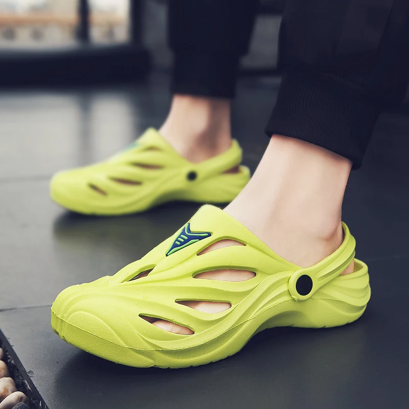 2019 летние мужские шлепанцы без застежки слипоны Обувь для сада Дышащие сандалии