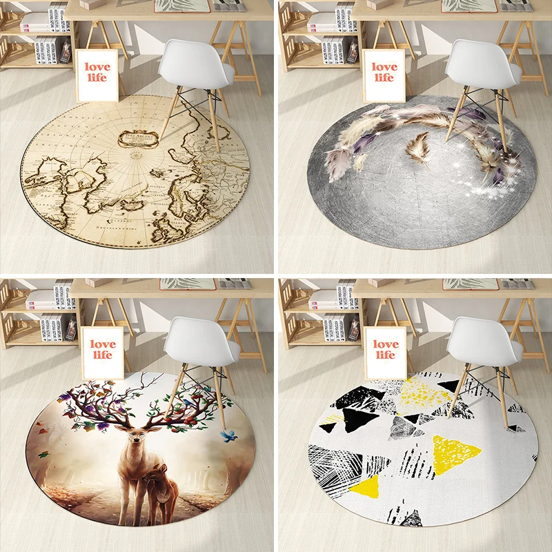 

Nordic round light luxury home computer chair blanket living room bedroom bed hanging basket carpet girl summer floor mat ins wi