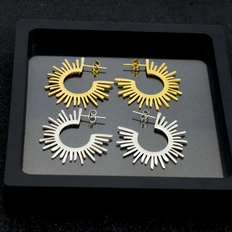 

Pendientes de acero inoxidab2021 New Sun Flower Stud Earrings Stainless Steel Stud Earringsbijuterias femininas com frete grátis
