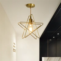 nordic minimalist modern restaurant creative art chandelier cafe shop bar bedroom golden five pointed star chandelier