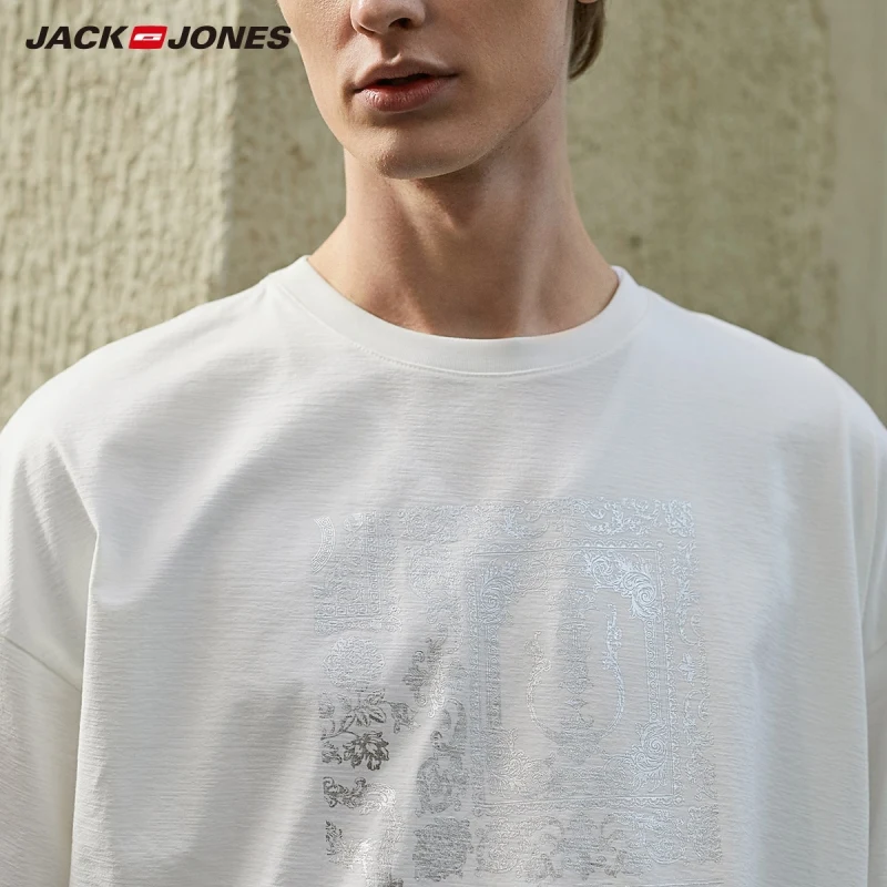 JackJones Мужская хлопковая футболка с круглым вырезом и короткими рукавами цветным