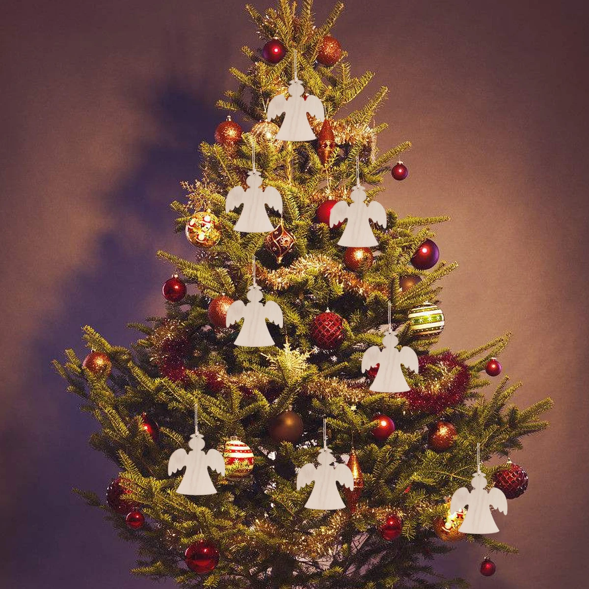 CKysee 10 pieces/batch of wooden Christmas tree pendants home decoration pendant DIY accessories and parts | Украшения и