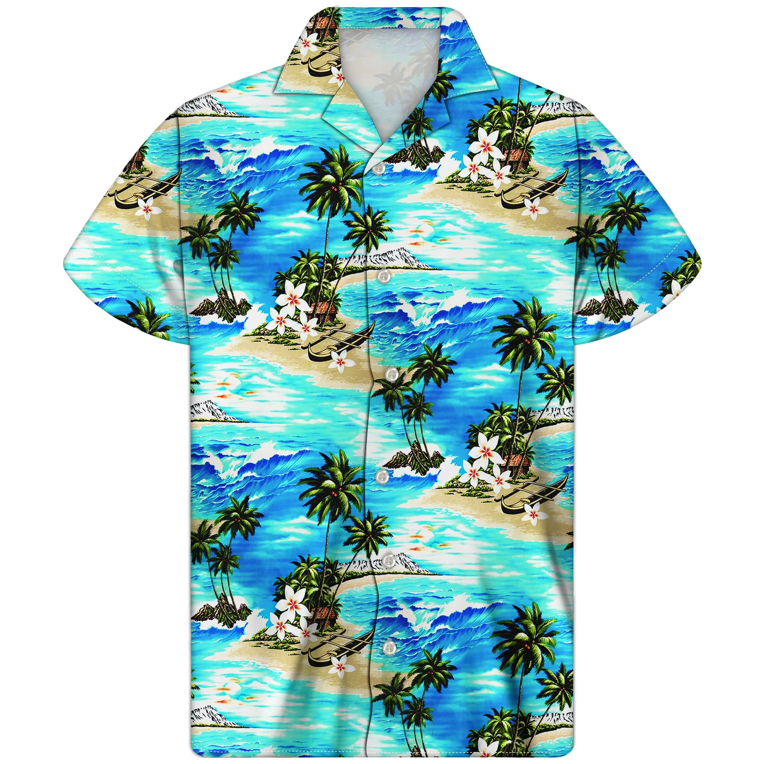 

Рубашка мужская с принтом кокосового дерева, Классическая свободная мешковатая блузка на пуговицах, пляжный топ оверсайз с короткими рукав...