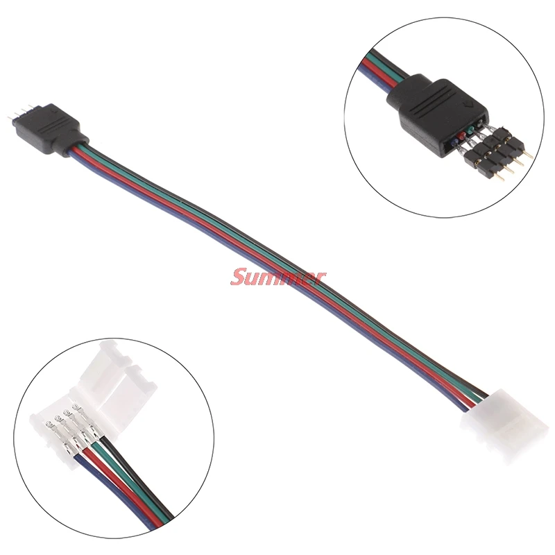 

Popular 1 Pcs 15cm 5050 RGB 4 Pin LED Strip Light Connectors Strip To Power Adaptor 4 Conductor 10mm Wide Connector good quality