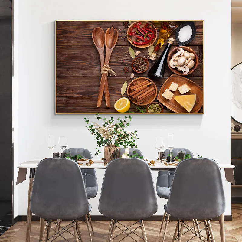 

Kitchen Canvas Painting Variety of Spices Cuadros Scandinavian Posters and Prints Wall Art Food Picture Living Room Home Decor