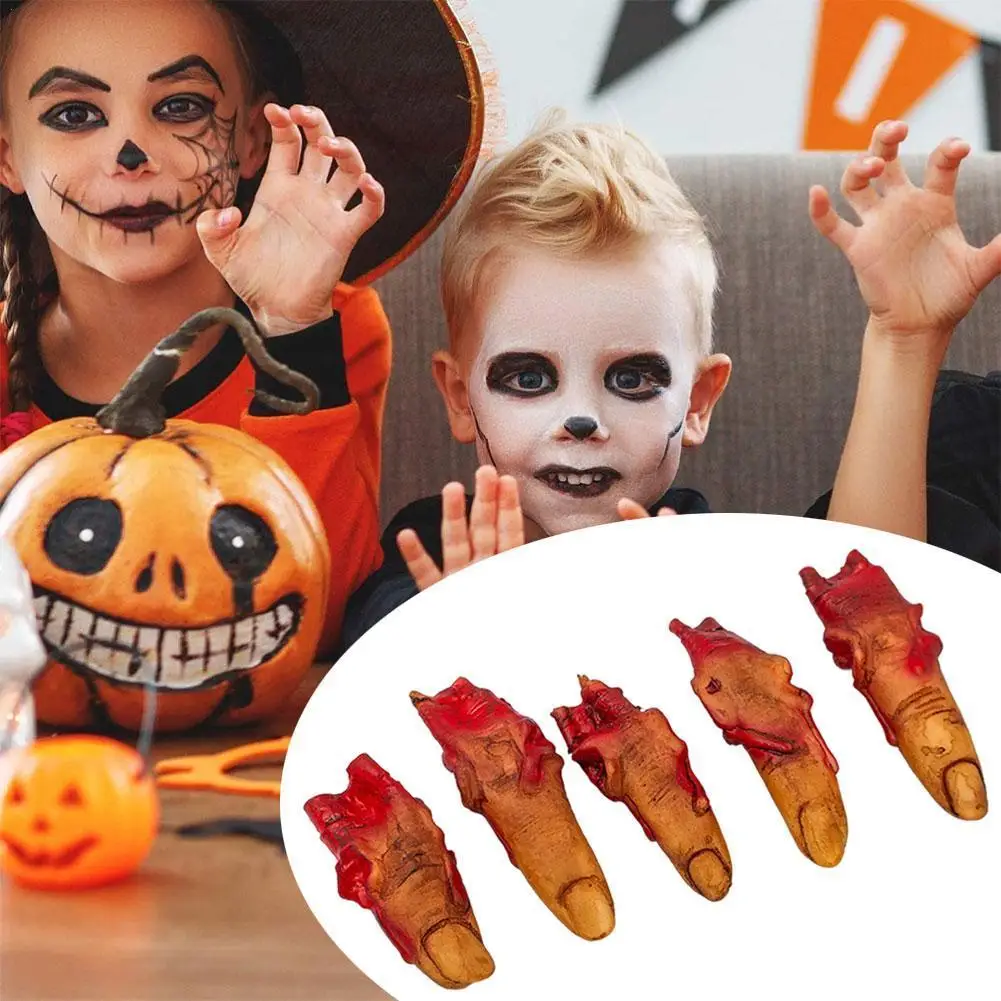 

Halloween Haunted House 5pcs Finger Head With Bloody Finger Vinyl Fake Finger Horror Spoof And Tricky Toy Hot Sale