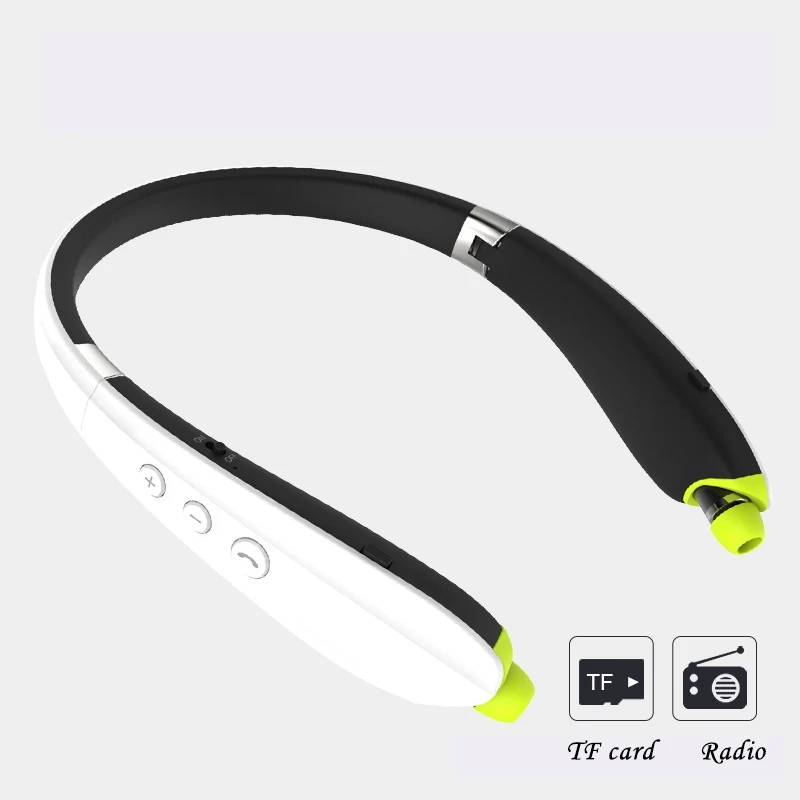wireless sports bluetooth headset earbud hanging neck hanging running earphone mp3 player foldable telescopic earphone tf card free global shipping