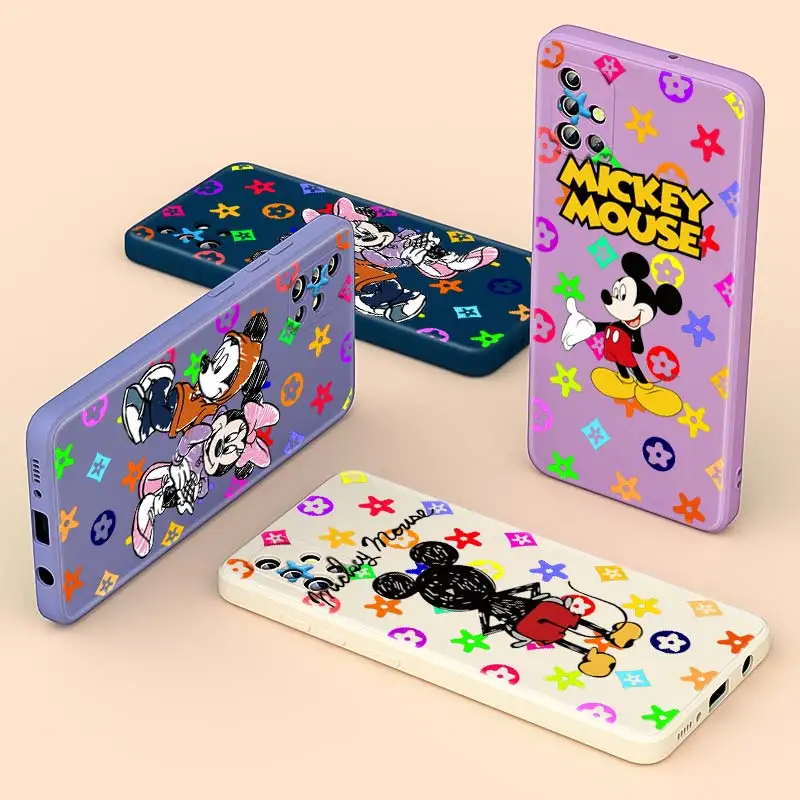 

Liquid Silicone Phone Case Fashion beautiful Mickey Mouse For Samsung A32 A31 A20 A30 A21 A20S A02 A91 A81 A72 A71 A52 A51 A50