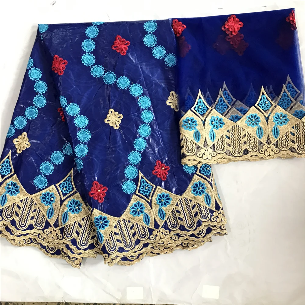 Gold Beaded Embroidered Bazin Riche Lace Brode Fabrics With 2 Yards Net For Indian African Women Blouse Dresses Basin Beads | Дом и сад