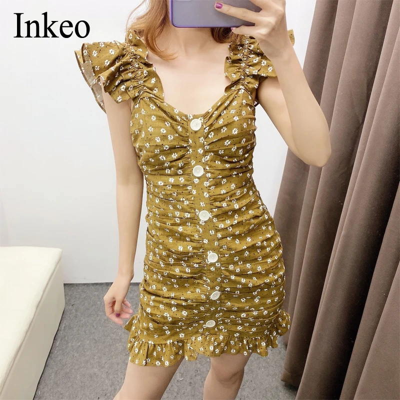 

Женское мини-платье в горошек, с V-образным вырезом, без рукавов